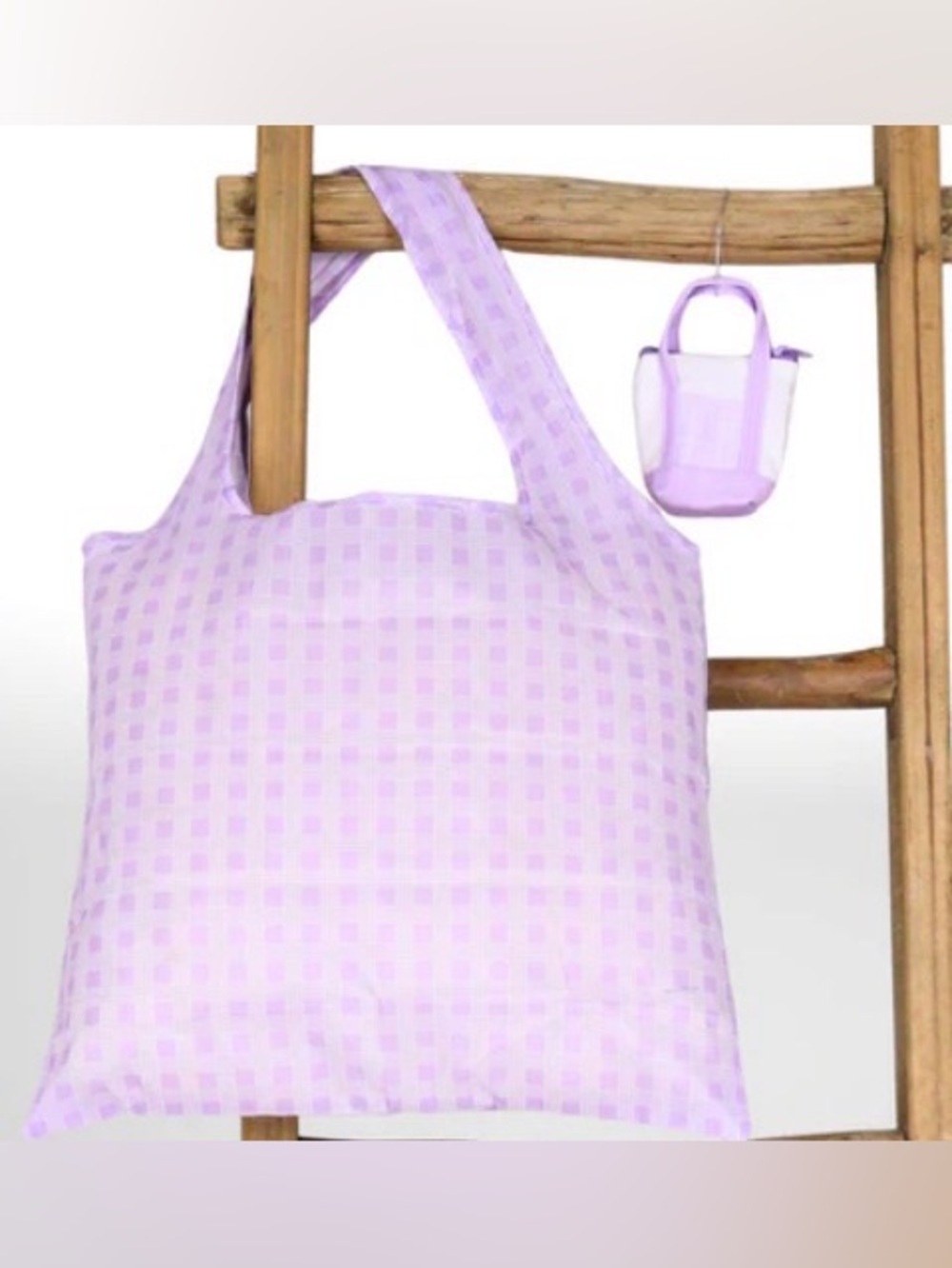 Purple Palaka Canvas Bag & Purple Micro Mini Palaka Canvas Bag Set - Picture 4 of 5